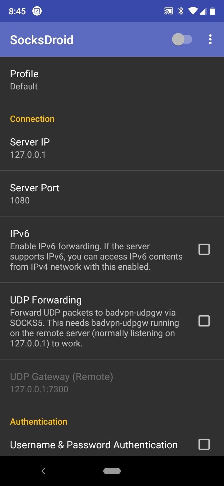 Screenshot SocksDroid APK (v1.0.4)