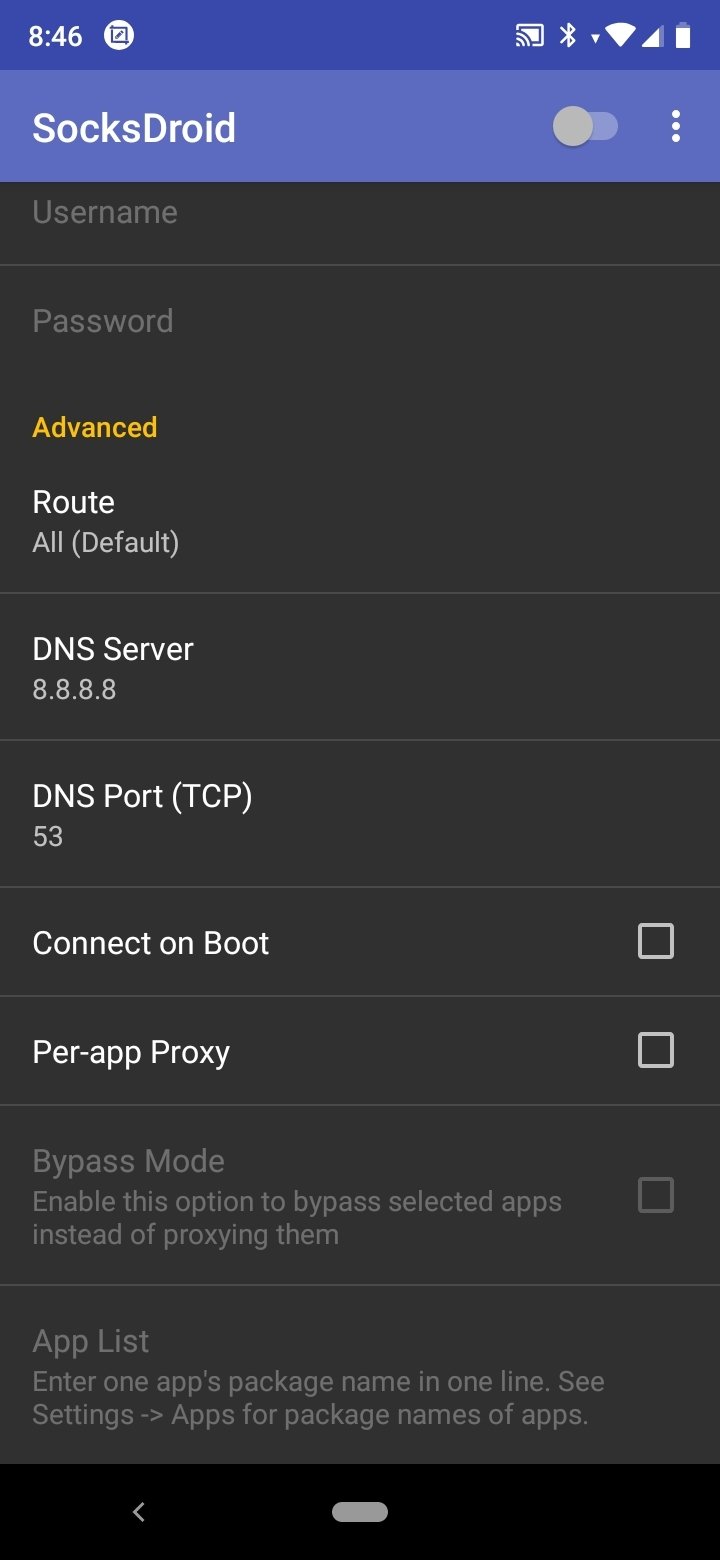 Screenshot SocksDroid APK (v1.0.4)