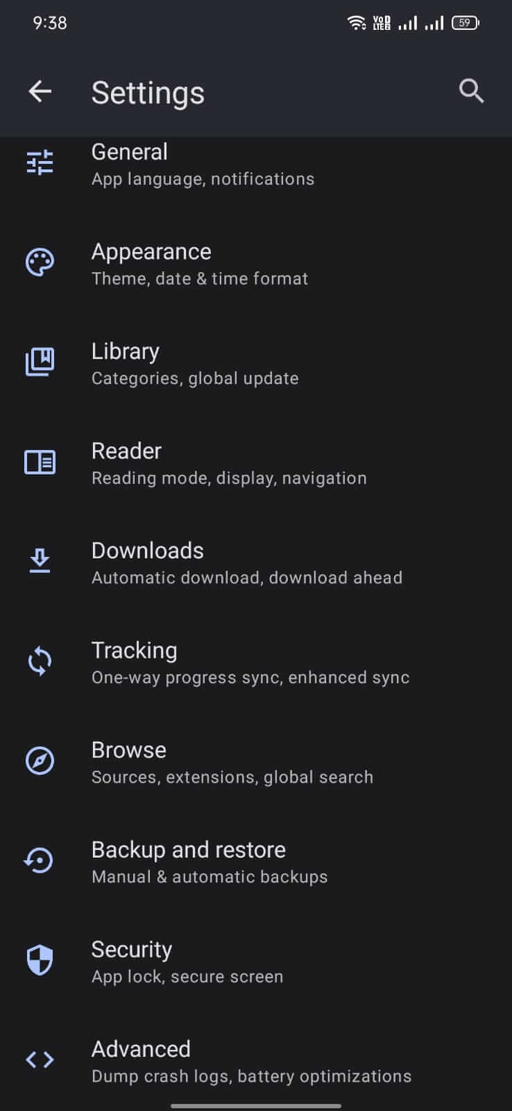 Screenshot Tachiyomi APK v0.15.3 untuk Baca Manga di Android