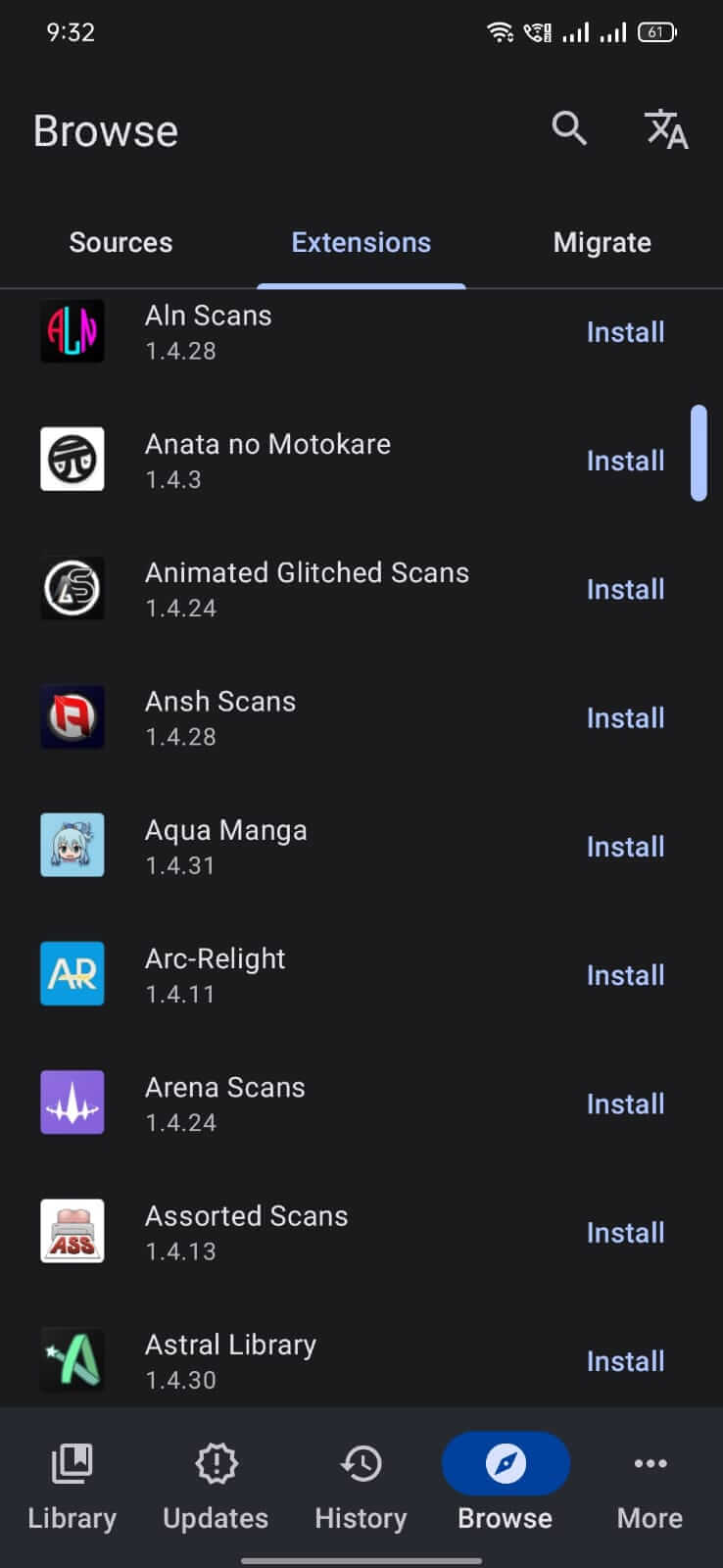Screenshot Tachiyomi APK v0.15.3 untuk Baca Manga di Android